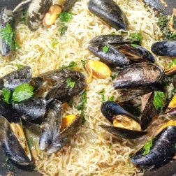 Spaghetti met mosselen